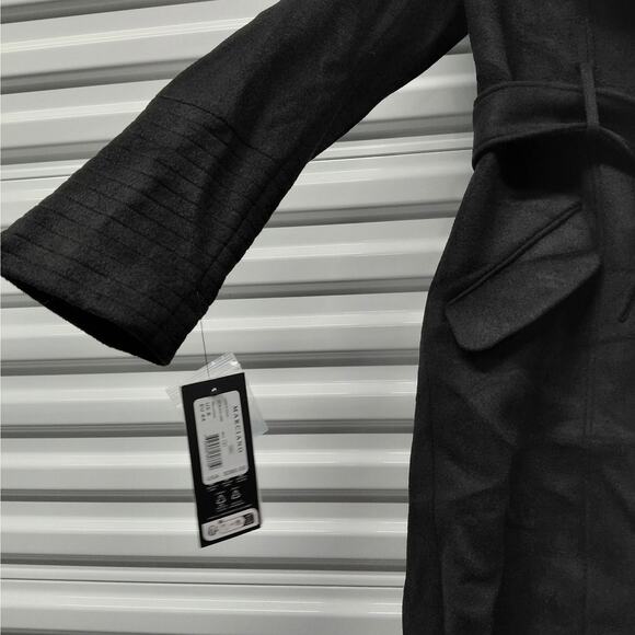 $380 NWT Marciano Loreta Women’s Wool Blend Belted Coat Size 8 Black Fur Collar - Picture 11 of 16
